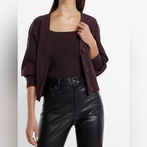 BRAND NEW EXPRESS Chic cardigan. XS. Never been worn. Color: Wine/Burgundy.